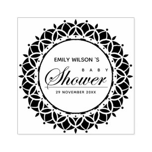 KLASSIEK  MANDALA CUSTOM SCRIPT BABY SHOWER RUBBERSTEMPEL