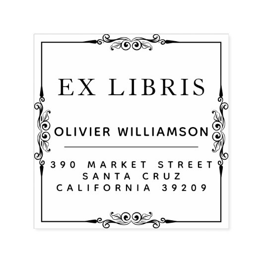 Klassiek mannelijk Lijst Ex Libris Boekplaat Zelfinktende Stempel (Design)
