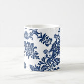 Klassiek marineblauw damast patroon koffiemok (Center)