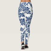 Klassiek marineblauw damast patroon leggings (Achterkant)