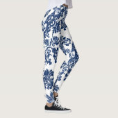 Klassiek marineblauw damast patroon leggings (Rechts)