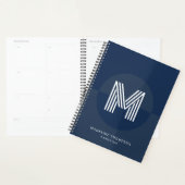Klassiek marineblauw geometrisch modern monogram planner (Display)