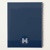 Klassiek marineblauw geometrisch modern monogram planner (Achterkant)