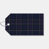 Klassiek marineblauw geruit Kerstmis Cadeaulabel (Achterkant Horizontaal)