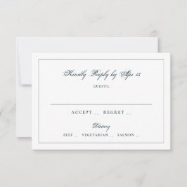 Klassiek marineblauw kalligrafie monogram frame br RSVP kaartje