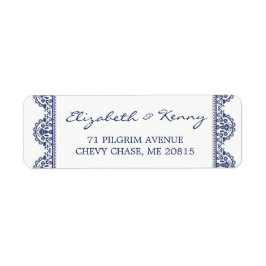 Klassiek marineblauw kant retour adres label