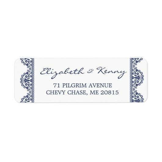 Klassiek marineblauw kant retour adres label (Voorkant)