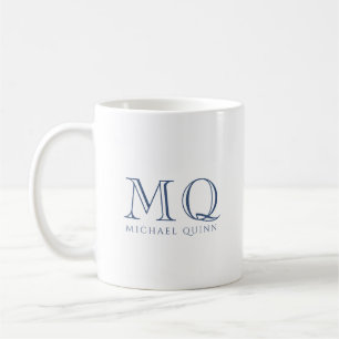 Klassiek marineblauw monogram koffiemok