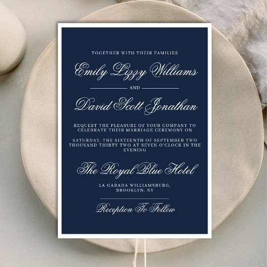 Klassiek marineblauw nautisch elegant QR Kaart