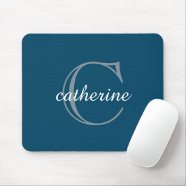 Klassiek marineblauw script monogram muismat
