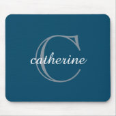 Klassiek marineblauw script monogram muismat (Voorkant)