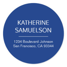 Klassiek marineblauw wit naam & retouradres