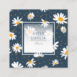 Klassiek marinegeel wit daisy dot bloemmotief vierkante visitekaartje