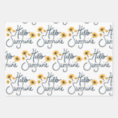 Klassiek marinegeel wit madeliefje bloemenpatroon inpakpapier vel (Voorkant 2)