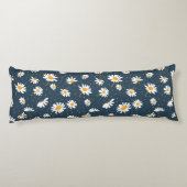 Klassiek marinegeel wit madeliefje bloemenpatroon lichaamskussen (Achterkant)