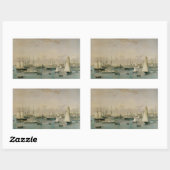 Klassiek maritiem, jacht squadron in Newport Harbo Rechthoekige Sticker (Vel)