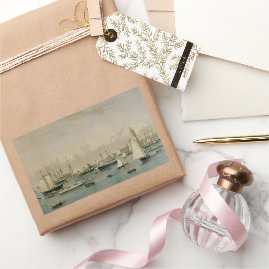 Klassiek maritiem, jacht squadron in Newport Harbo Rechthoekige Sticker (Geschenken)