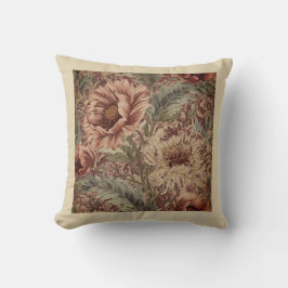 Klassiek, Maroon Beigi Bloemenpatroon Kussen