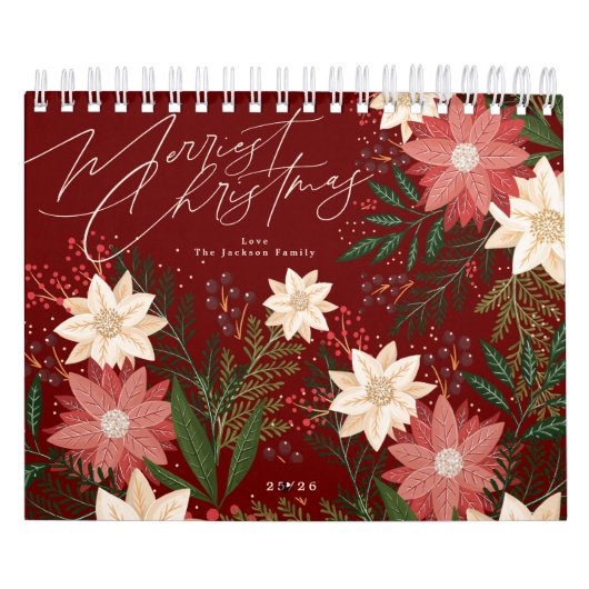 Klassiek Maroon Prettig Kerstfeest Kalender (Hoes)