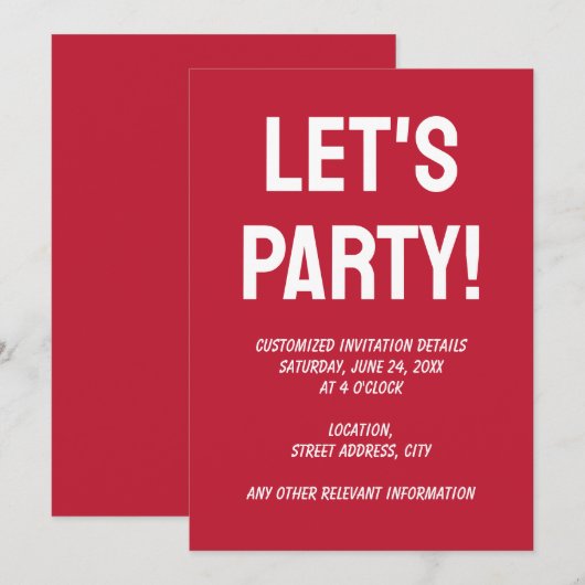 Klassiek massief True rood Kaart (Voorkant / Achterkant)