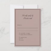 Klassiek Mauve Script Elegant Wedding Maaltijdkeuz RSVP Kaartje (Voorkant)