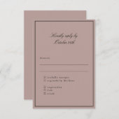 Klassiek Mauve Script Elegant Wedding Maaltijdkeuz RSVP Kaartje (Voorkant / Achterkant)