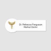 Klassiek Medisch Goud Caduceus Naamplaatje (Voorkant)