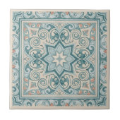 Klassiek mediterraan patroon Pat#29 Teal ID1195 Tegeltje (Voorkant)