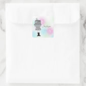 Klassiek meisje met kerstpakketten vierkante sticker (Tas)