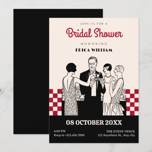 Klassiek  meisjes vrijgezellenfeest kaart (Voorkant / Achterkant)