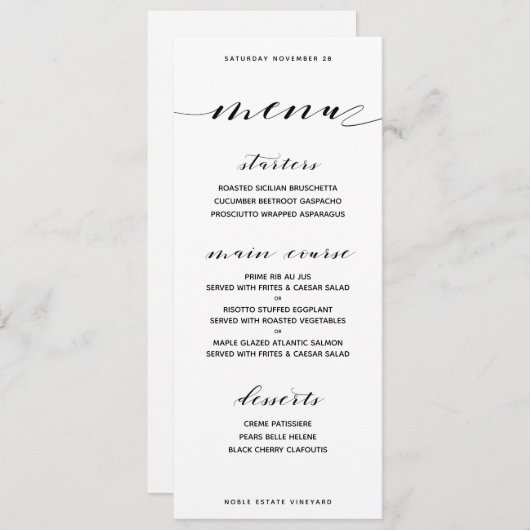 Klassiek menu (Voorkant / Achterkant)