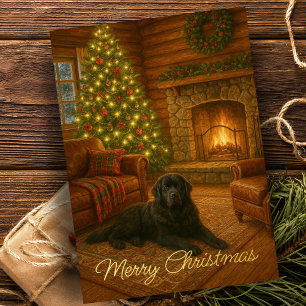 Klassiek Merry Christmas Scene Hond Kerststuk Folie Wenskaart