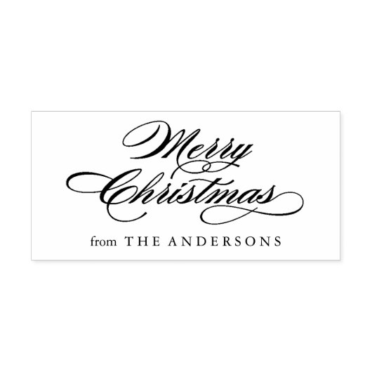 Klassiek Merry Christmas Script Return Adres Rubberstempel (Afrduk)