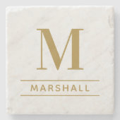 Klassiek messing goud serif monogram naam stenen onderzetter (Voorkant)