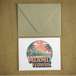 Klassiek Miami Florida 80s Kunst Kleurrijke Reis Briefkaart
