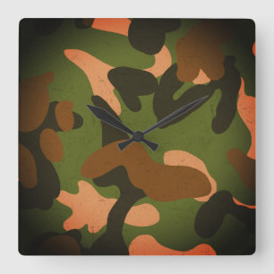 Klassiek militair camouflagepatroon vierkante klok