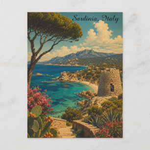 Klassiek Minimaal Sardinië Italië Vintage Reizen Briefkaart
