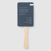 Klassiek minimale marine blauw monogram bruiloft p handwaaier (Voorkant)