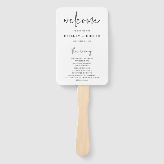 Klassiek minimalistisch bewerkbaar bruiloft papier handwaaier (Voorkant)