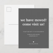 Klassiek minimalistisch donkergrijs We zijn verhui Aankondigingskaart (Voorkant / Achterkant)