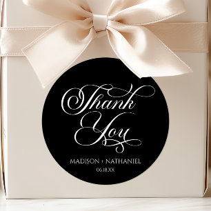 Klassiek Minimalistisch Elegant Script Trouwen Ronde Sticker