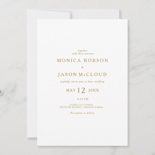 Klassiek minimalistisch goud alles in één bruiloft kaart (Voorkant)