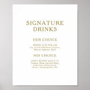 Klassiek minimalistisch gouden handtekening drankj poster