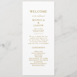 Klassiek minimalistisch goudweddenschap programmakaart