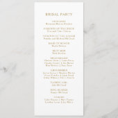 Klassiek minimalistisch goudweddenschap programmakaart (Achterkant)