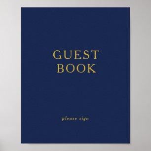 Klassiek minimalistisch marineblauw gouden gastboe poster