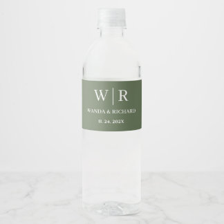 Klassiek Minimalistisch Monogram Trouwset Waterfles Etiket