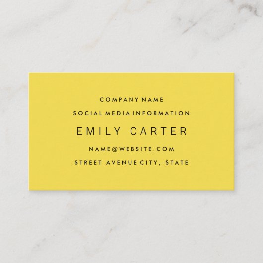 Klassiek Minimalistisch Professioneel Geel Visitekaartje (Voorkant)