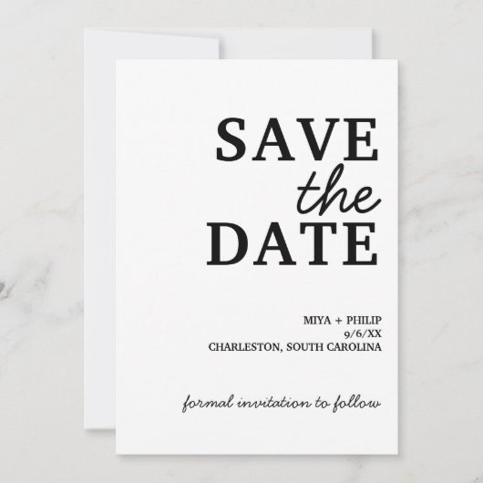 Klassiek minimalistisch save the date (Voorkant)