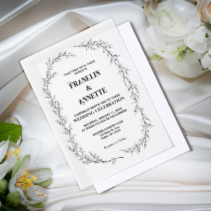 Klassiek minimalistisch script Elegant formele bru Vellum Uitnodigingen